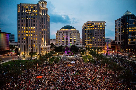 Candlelight vigil at the Dr. Phillips Center in downtown Orlando